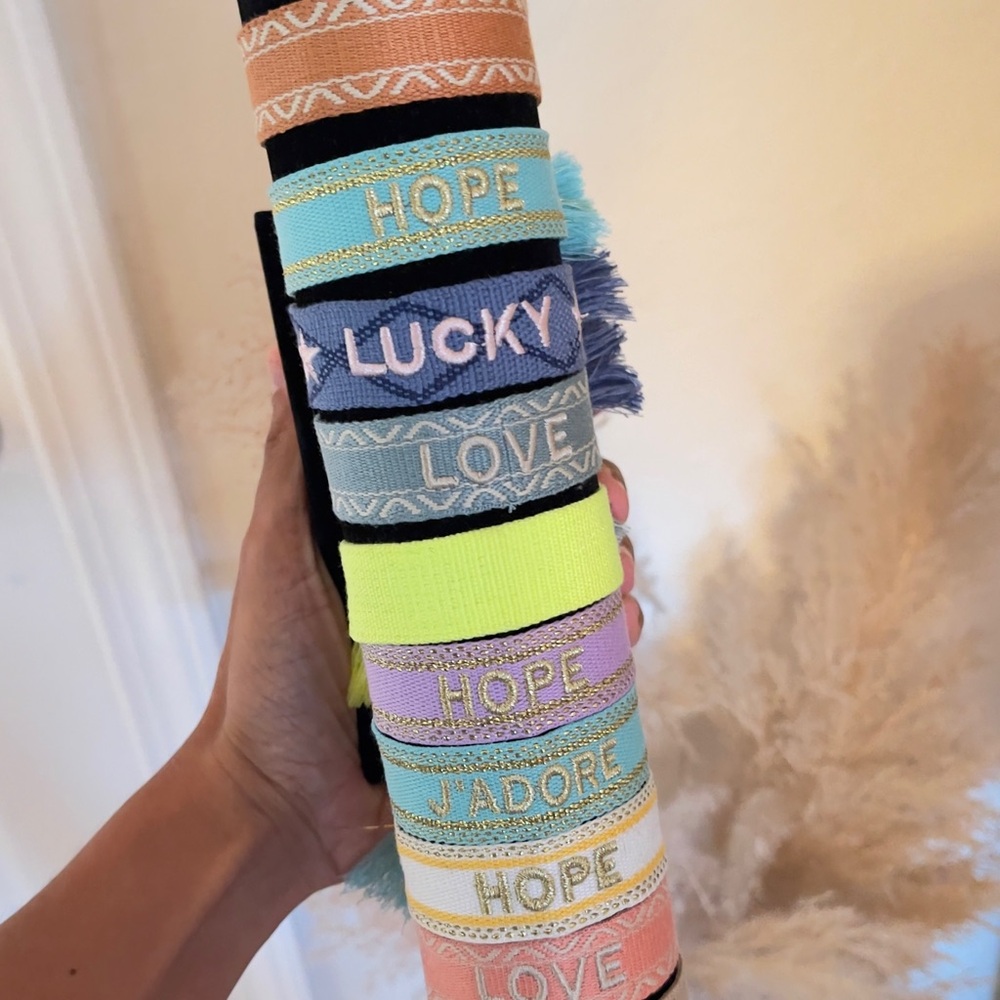 Colorful Embroidered Bracelets Set